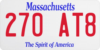 MA license plate 270AT8