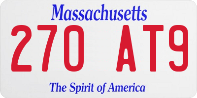 MA license plate 270AT9