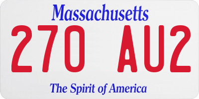 MA license plate 270AU2