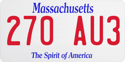 MA license plate 270AU3