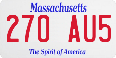 MA license plate 270AU5