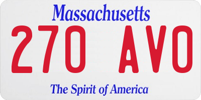 MA license plate 270AV0