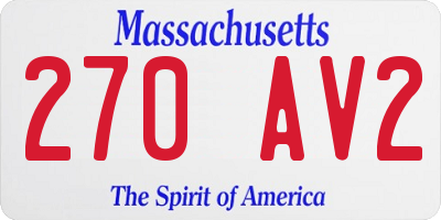 MA license plate 270AV2