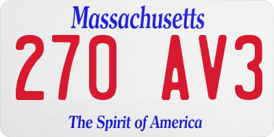 MA license plate 270AV3