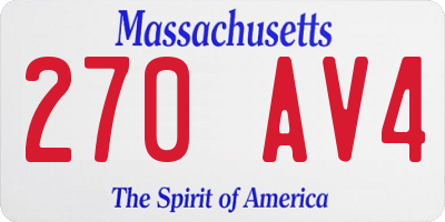 MA license plate 270AV4
