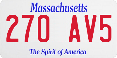 MA license plate 270AV5