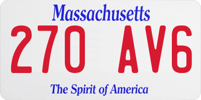 MA license plate 270AV6