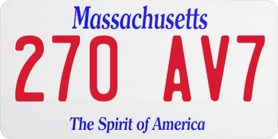 MA license plate 270AV7