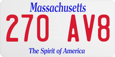MA license plate 270AV8