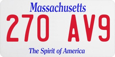 MA license plate 270AV9