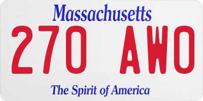 MA license plate 270AW0