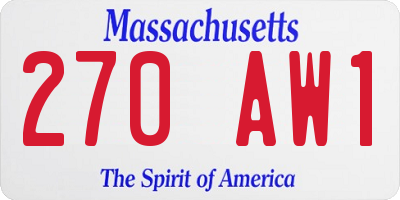 MA license plate 270AW1