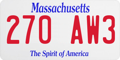 MA license plate 270AW3