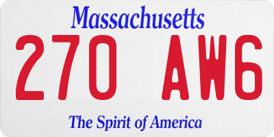 MA license plate 270AW6