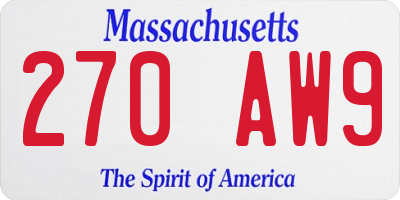 MA license plate 270AW9