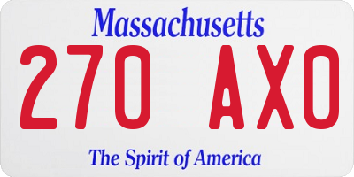 MA license plate 270AX0