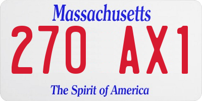 MA license plate 270AX1