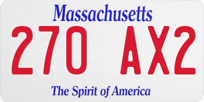 MA license plate 270AX2