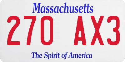 MA license plate 270AX3