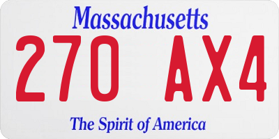 MA license plate 270AX4