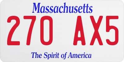 MA license plate 270AX5