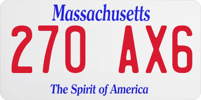 MA license plate 270AX6