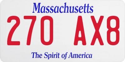 MA license plate 270AX8
