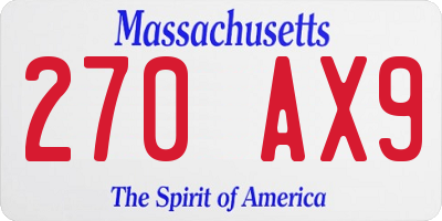 MA license plate 270AX9