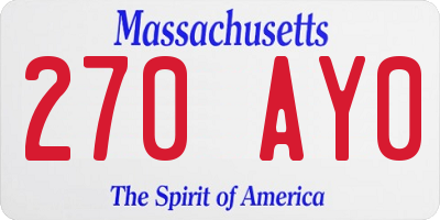 MA license plate 270AY0