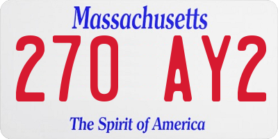 MA license plate 270AY2
