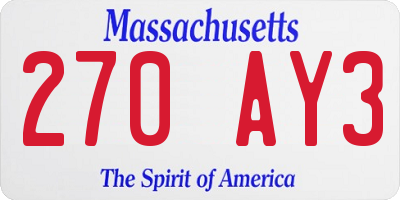 MA license plate 270AY3