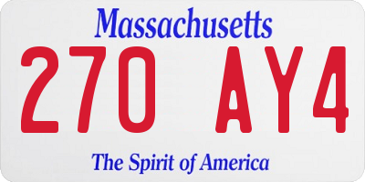 MA license plate 270AY4