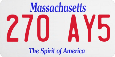 MA license plate 270AY5