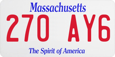MA license plate 270AY6