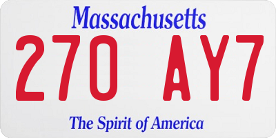 MA license plate 270AY7