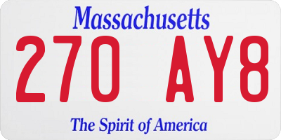 MA license plate 270AY8