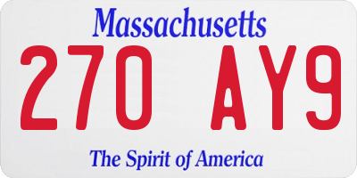 MA license plate 270AY9