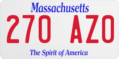 MA license plate 270AZ0