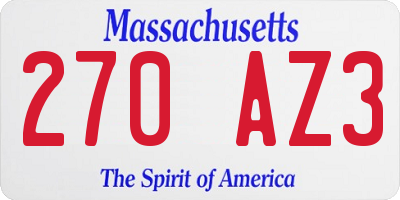 MA license plate 270AZ3