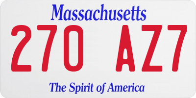 MA license plate 270AZ7