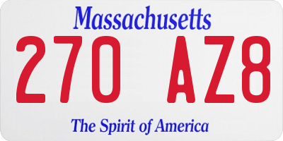 MA license plate 270AZ8