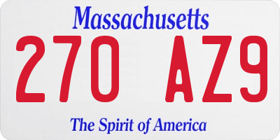 MA license plate 270AZ9