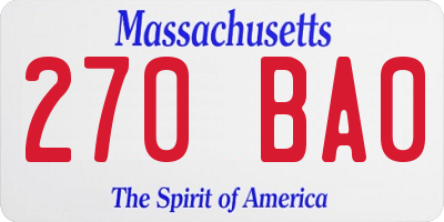 MA license plate 270BA0