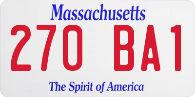 MA license plate 270BA1