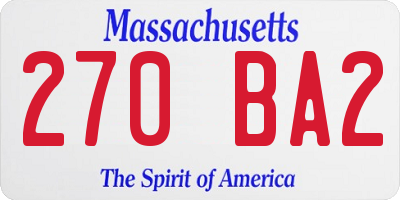 MA license plate 270BA2