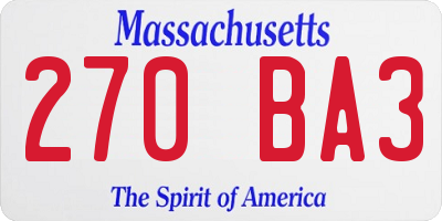 MA license plate 270BA3