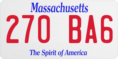 MA license plate 270BA6