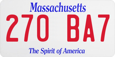 MA license plate 270BA7