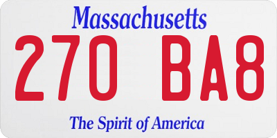 MA license plate 270BA8