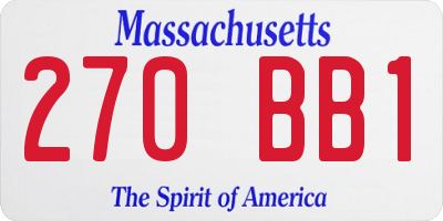 MA license plate 270BB1